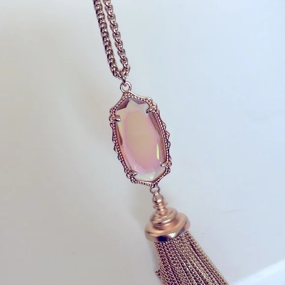 EUC [Kendra Scott] Everly Gold-Tone Iridescent Long Pendant Tassel Necklace - Picture 14 of 14